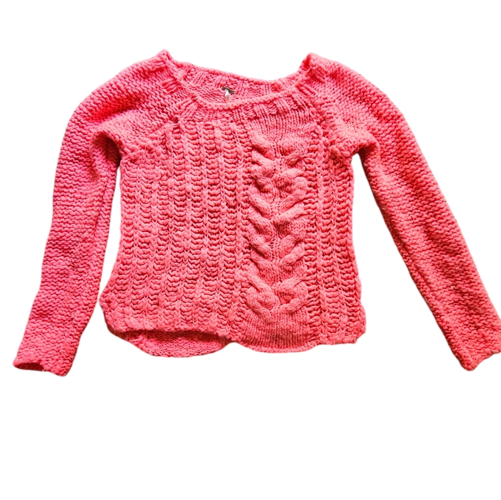 Free People made in Italy chunky pink wool and mochair blend soft sweater size L